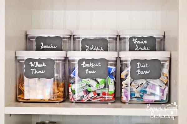 Good Idea - Use chalkboard labels in the pantry :: OrganizingMadeFun.com